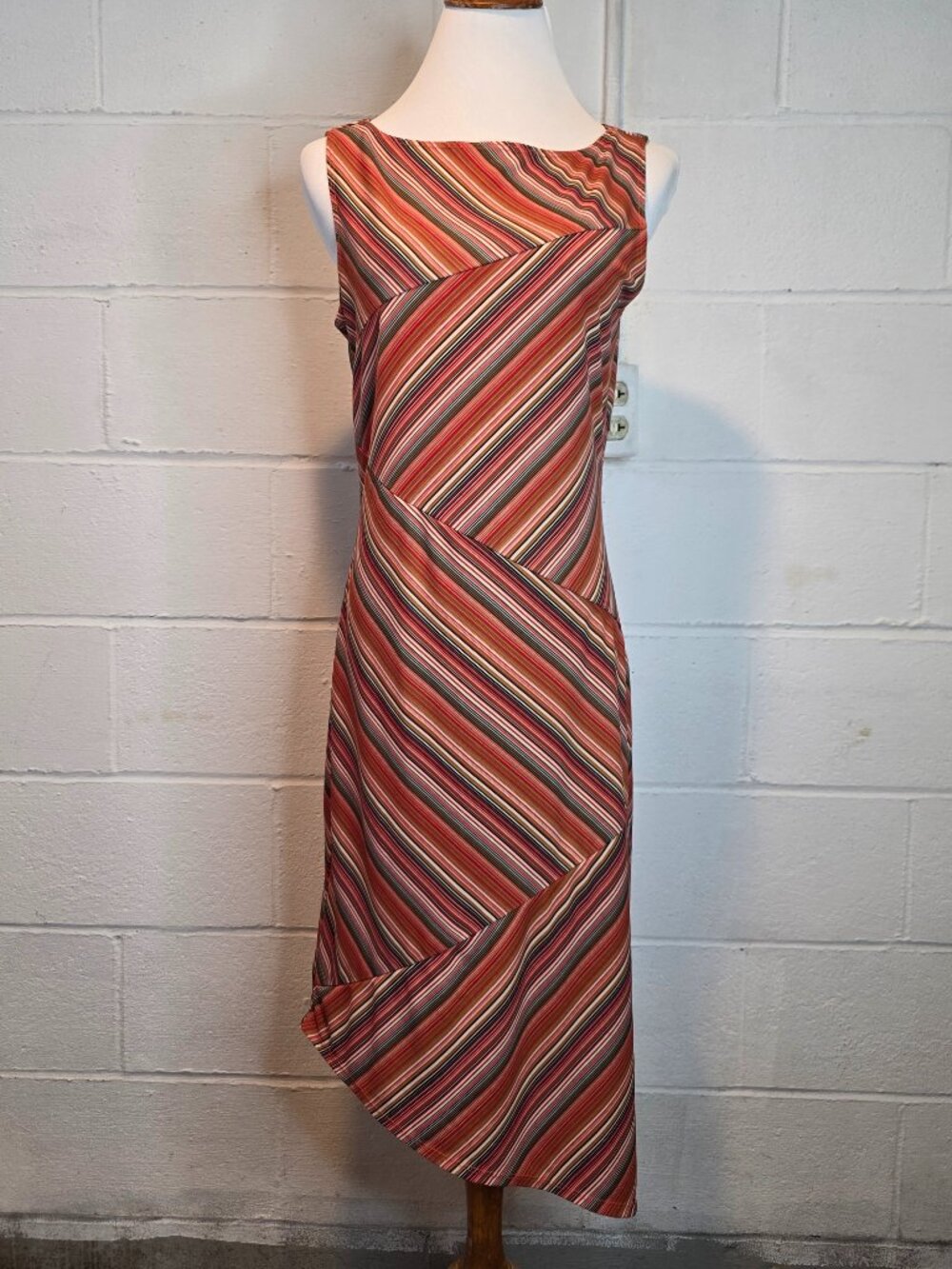 y2k Office Siren Indie Sleaze Coquette McBling Pink & Brown Striped Midi Dress